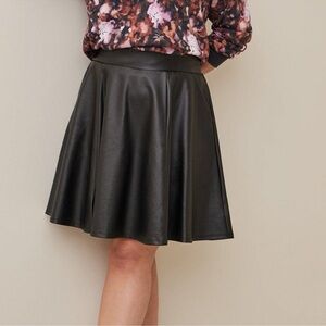 Women’s Faux Leather Black circle Skirt